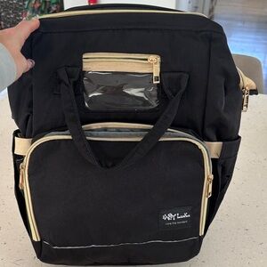 New Happy Luoka Black and Tan Diaper Bag Backpack